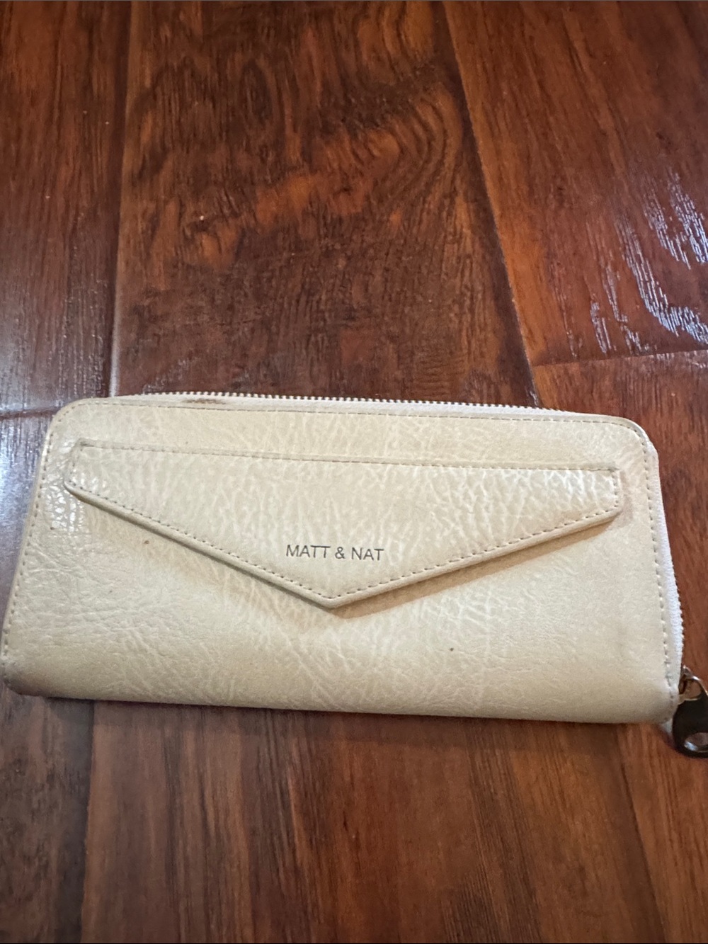 Matt & Nat Cream Zip-Around Wallet with Envelope Pocket